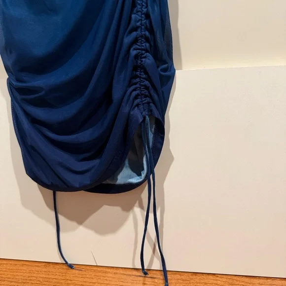 BB Dakota Blue Ombré Ruched Mesh Bodycon Mini Dress - Picture 7 of 7